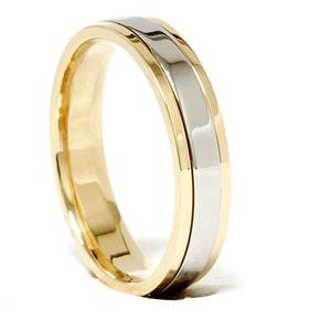 Ladies Platinum & 18k Gold Two Tone Comfort Fit Wedding Band