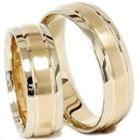 Ring Information 14k Gold Matching His Hers Two Tone Wedding Ring Set