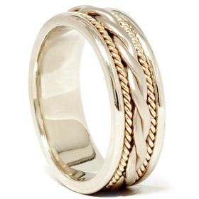14k White & Yellow Gold Two Tone Hand Braided Wedding Band