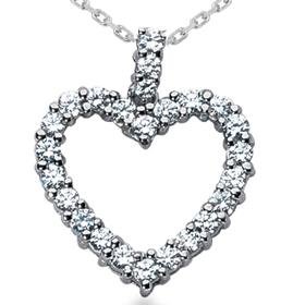 14k White Gold .75ct Diamond Heart Pendant