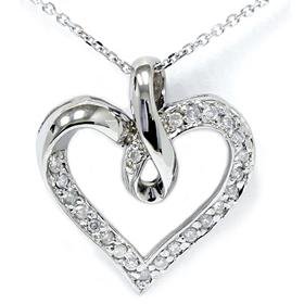 14k White Gold .33ct Diamond Heart Pendant