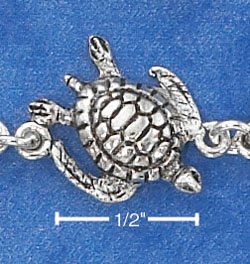 STERLING SILVER 7.5" ANTIQUED TURTLE LINK BRACELET BR-1808