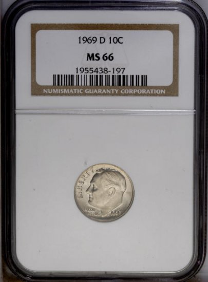 1969-D Roosevelt Dime NGC MS66 - as7