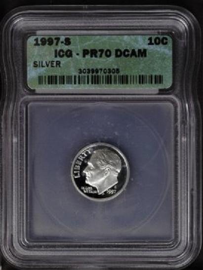 1997--S Silver Roosevelt Dime ICG PR70DCAM - at1