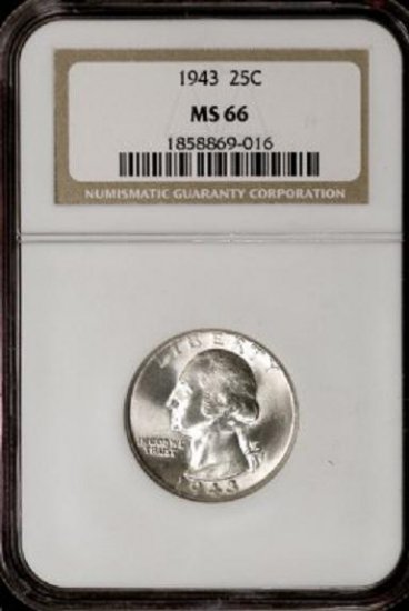 1943 Washington Quarter NGC MS66 - aj8