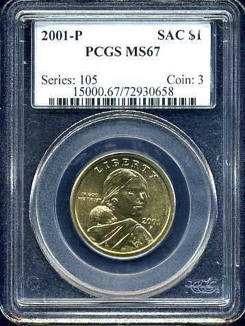 2001-P Sacagawea Golden Dollar PCGS MS67