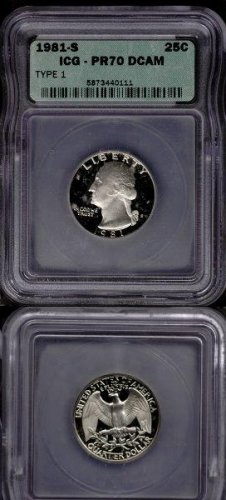 1981-S Type 1 Washington Quarter ICG PR70 DCAM