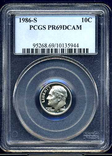1986-S Roosevelt Dime PCGS PR69DCAM