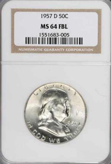 1957-D Franklin Half Dollar NGC MS64FBL