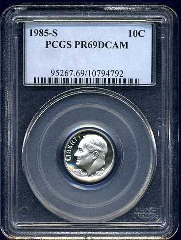 1985-S Roosevelt Dime PCGS PR69DCAM