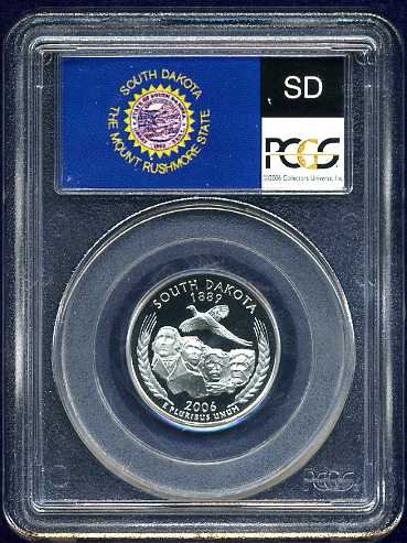 2006-S Clad South Dakota Quarter PCGS PR69DCAM Flag Holder