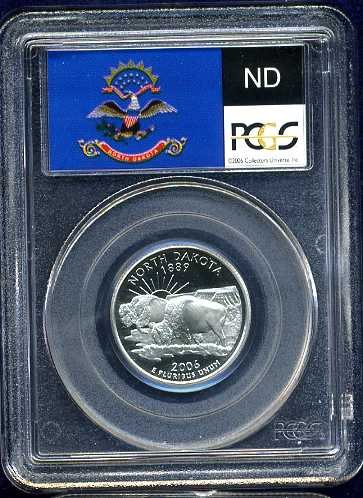 2006-S Clad North Dakota Quarter PCGS PR69DCAM Flag Holder