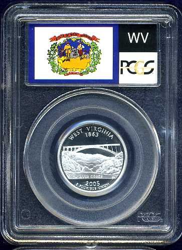 2005-S Silver West Virginia Quarter PCGS PR69DCAM Flag Holder