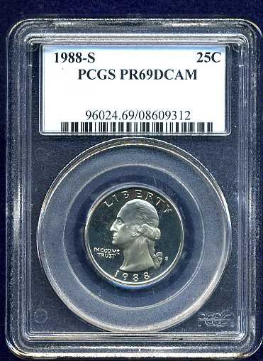 1988-S Proof Washington Quarter PCGS PR69DCAM