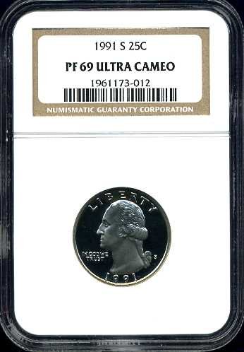 1991-S Washington Quarter NGC PF69UCAM