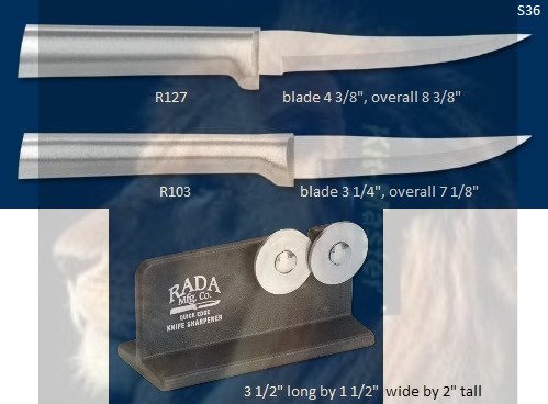 S36 Paring Knife Pair plus Sharpener Holiday Gift Set (Rada Cutlery)