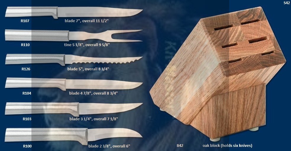 S42 Creative Cuts Knives w/Oak Block Holiday Gift Set (Rada Cutlery)