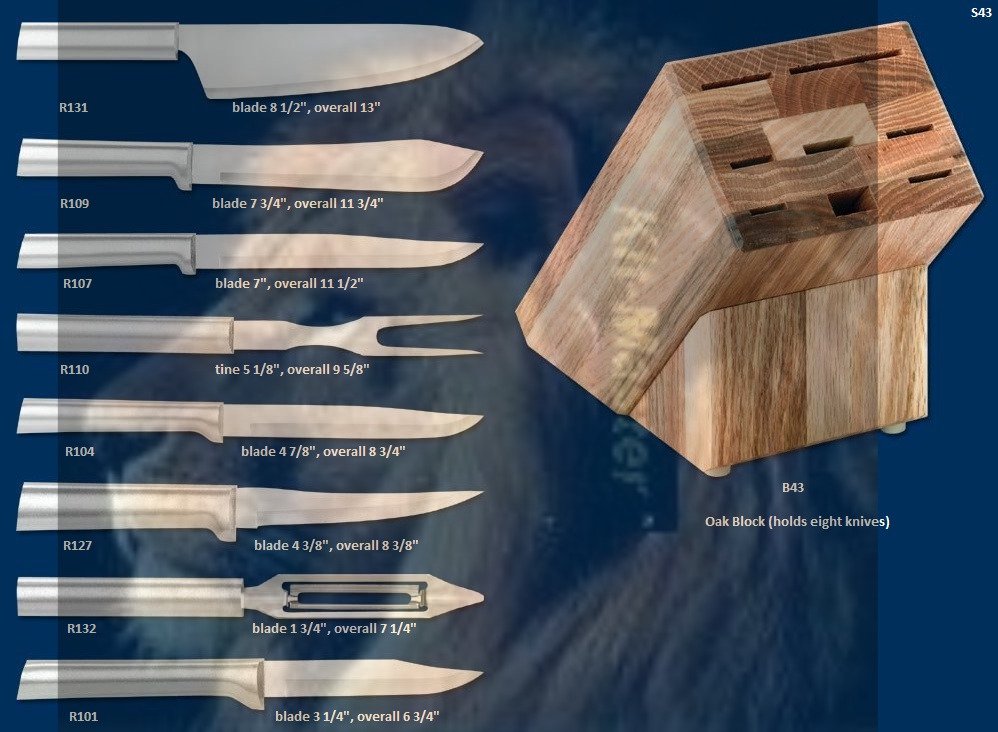 S43 Colossal Knives w/Oak Block Holiday Gift Set (Rada Cutlery)