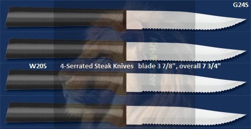 G24S Four Serrated Steak Knives Holiday Gift Set-Black Handle (Rada Cutlery)