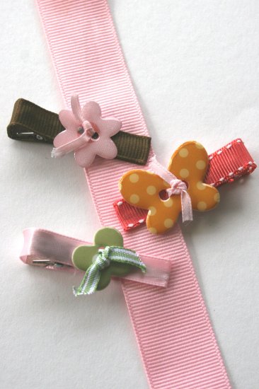Set of three girly girl alligator clips