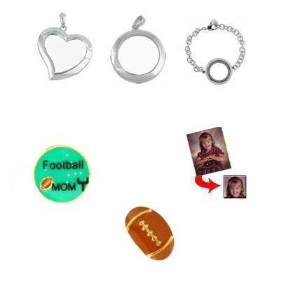Football Mom Charm Locket Set