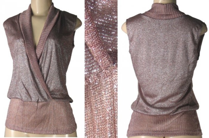 Marianne - Junior Fold Over Knit Tops with Metallic Thread