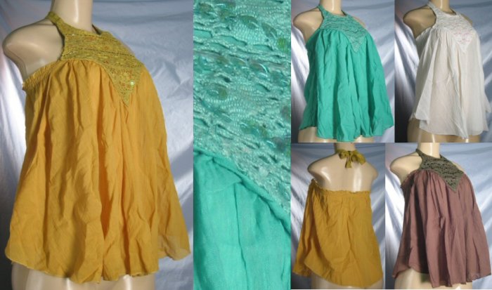 "Jolie & Beau" - Junior Halter Tops with Sequin & Knit Trim