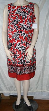 NEW WITH TAGS SAG HARBOR SILKY RED PRINT DRESS PLUS 1X