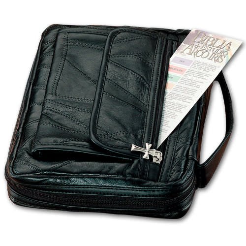 Leather Bible Cover with Zippered Side Pocket