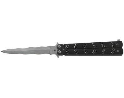 Kriss Blade Butterfly Knife with Belt Sheath - Black