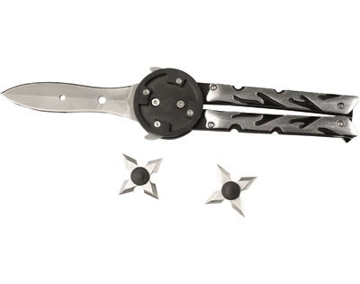 Butterfly Knife with 2 Detachable Throwing Stars