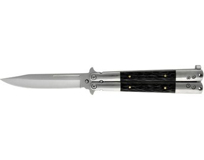 Black Bone Handle Butterfly Knife with Belt Sheath