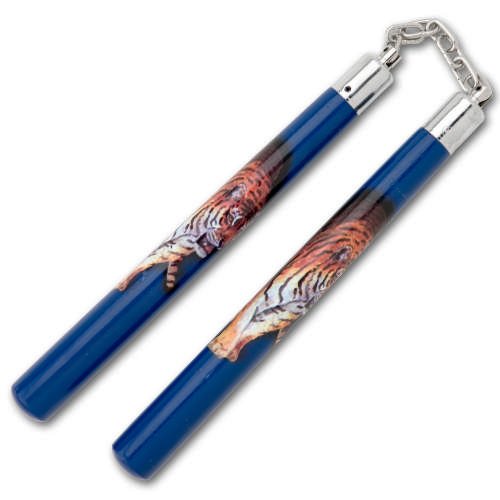 Blue Tiger Chain Nunchukas