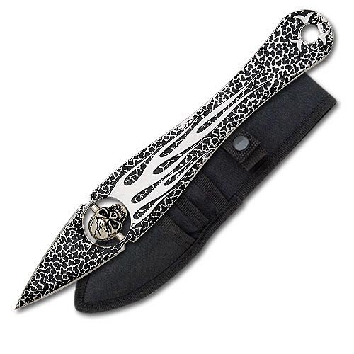 Flaming Skull Precision Throwing Knife with Sheath