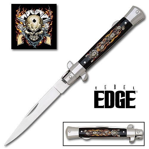 Rebel Edge Folding Stiletto Knife & Poster - Dead Man