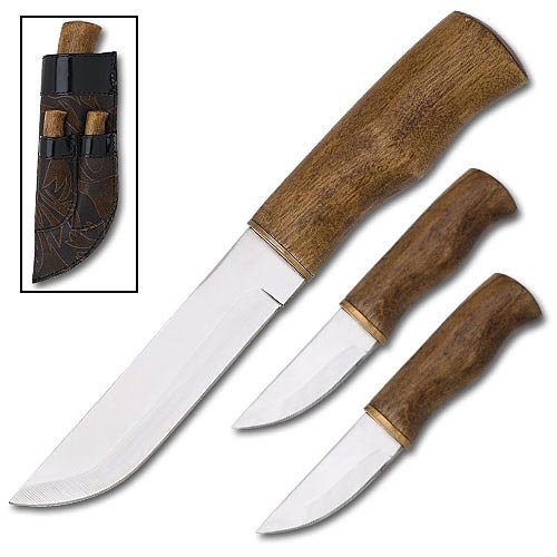3 Piece Wood Handle Hunting Knife Set