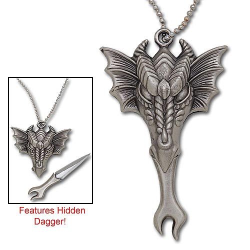 Winged Dragon Necklace with Hidden Dagger Knife