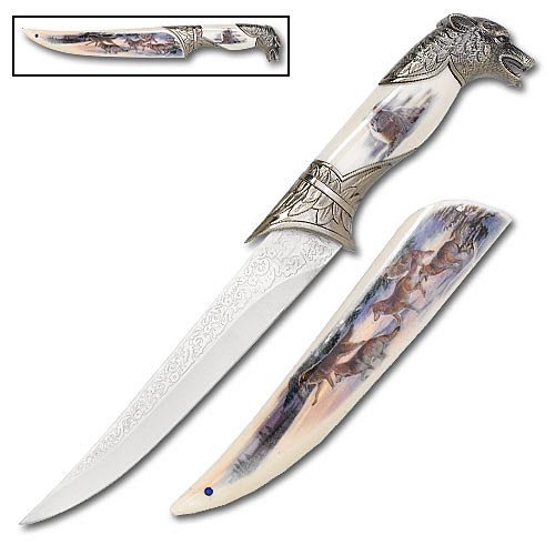 Custom Legend Wolf Bowie Knife with Sheath