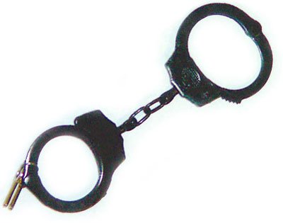Double Locking Steel Police Handcuffs - Black
