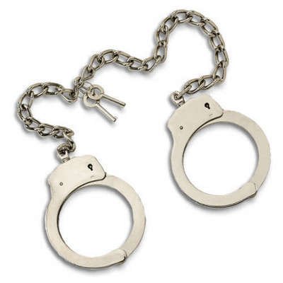 Steel Double Locking Leg Cuffs w/ 18" Chain - Chrome