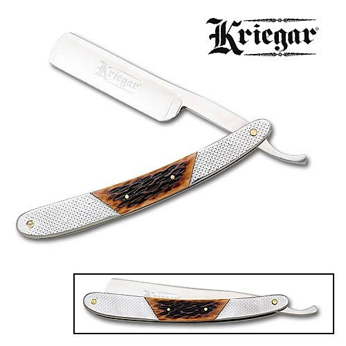 Kriegar Folding Straight Razor - Stag Bone