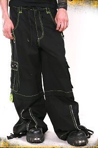 TRIPP NYC Black & Lime Stitched Bondage Pants Zip Off Shorts Gothic Emo Wiccan L Large NEW With Tags