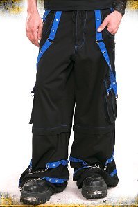 TRIPP NYC Black Blue Bondage Pants Zip Off Shorts Chains Skull Gothic Emo Wiccan XS X-Small NEW