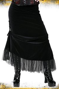 TRIPP NYC Velvet Lace Black Skirt Tapered Hem Gothic Renaissance Vamp S Small NEW WITH TAGS