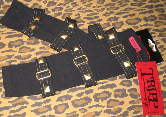 TRIPP NYC Gothic Midnight Black Pyramid Stud Buckle Arm Warmers Emo Vamp One Size NEW WITH TAGS