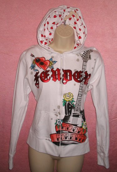 FENDER ROCK Guitar Hoodie Shirt Tattoo Musician Gothic Punk Groupie L LARGE NEW WITH TAGS