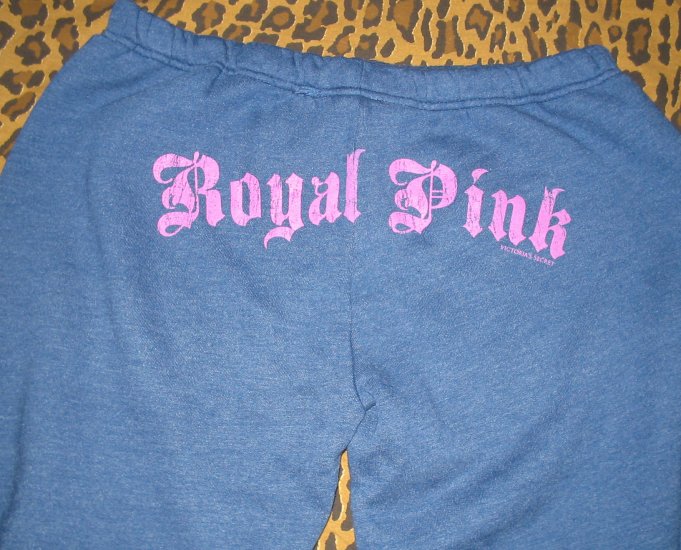 Victoria's Secret Royal Love Pink Varsity Blue Pants Dog Logo Sweats PJ S Small NEW WITH TAGS
