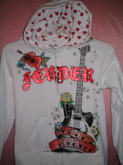 FENDER ROCK Guitar Hoodie Shirt Tattoo Musician Gothic Punk Groupie XL X-LARGE NEW WITH TAGS
