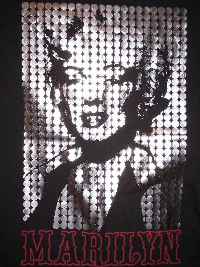 Licensed MARILYN MONROE Black T-Shirt Shiny Foil Front Pin Up Play Girl M MEDIUM New With Tags