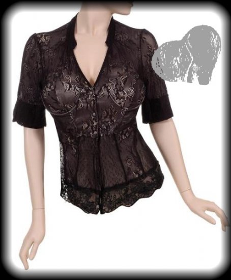 Four Black Laced Tops with White Corset | Small, Large